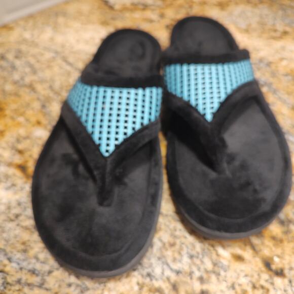Brookstone Black Flip Flops Size M Women's Comfort Sandals - Picture 3 of 11